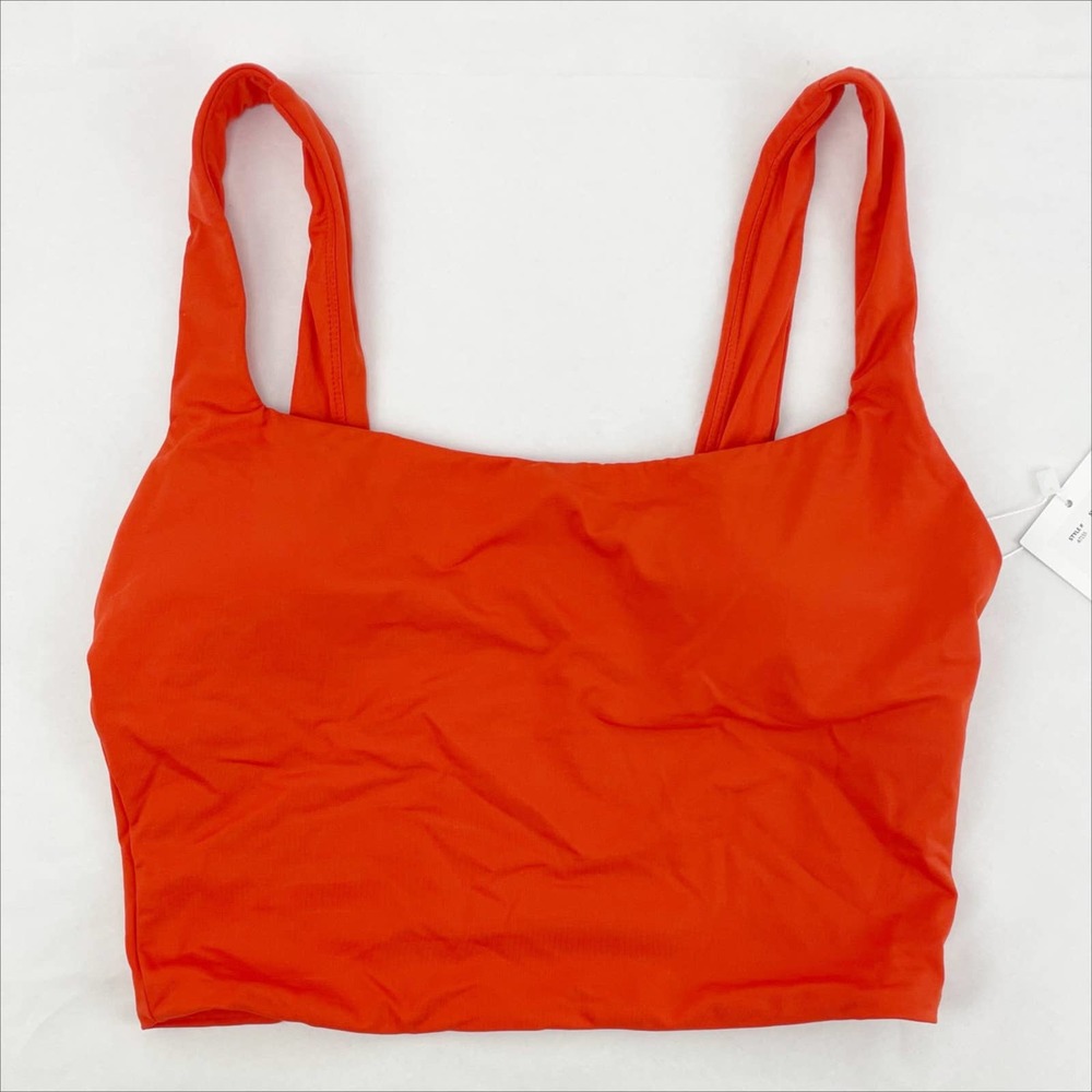 Andie Bright Red Square Neck Swim Top